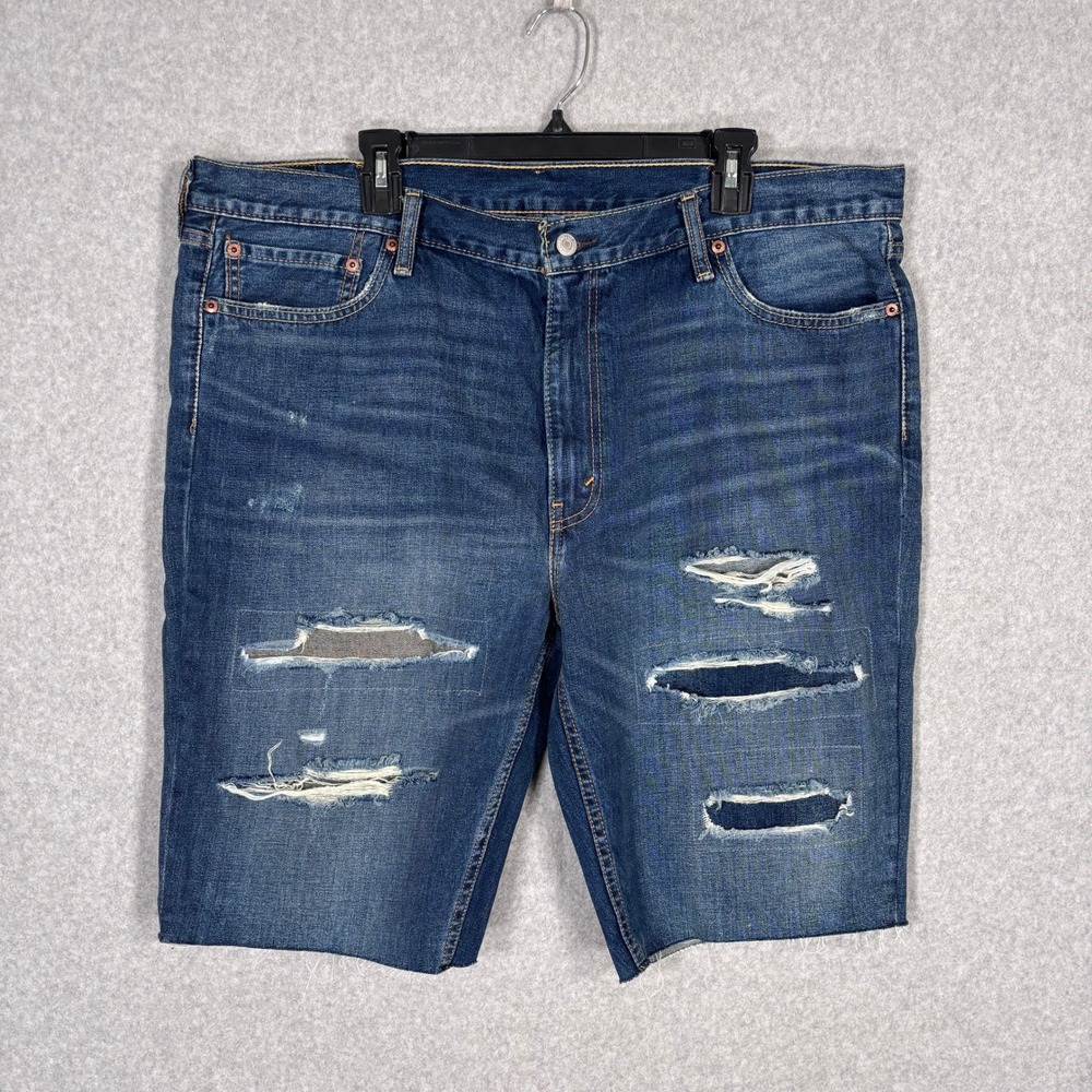 Levis 511 Slim Cut Off Jean Shorts Mens 42 Distressed Thrashed Holes Grunge